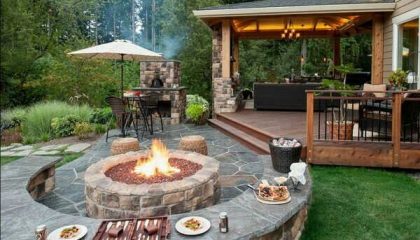 Natural Stone Braai Area with Firepit
